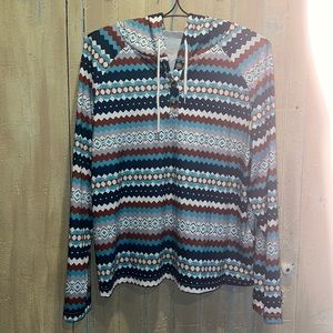 Emery Rose | Chevron | Western | Hooded Top‎ | Size Large